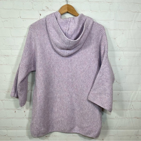 Old Navy Sweater Womens Small Medium Purple Ribbed 3/4 Sleeve Hoodie Sweater - Picture 8 of 12
